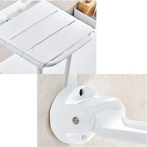 JTKDL Sgabello da Doccia Pannello Legno Massello Sedia da Parete Doccia da Bagno Sgabello Pieghevole di Sicurezza Sedia da...