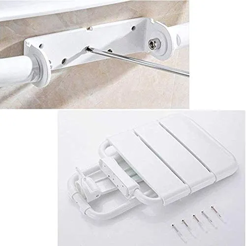 JTKDL Sgabello da Doccia Pannello Legno Massello Sedia da Parete Doccia da Bagno Sgabello Pieghevole di Sicurezza Sedia da...