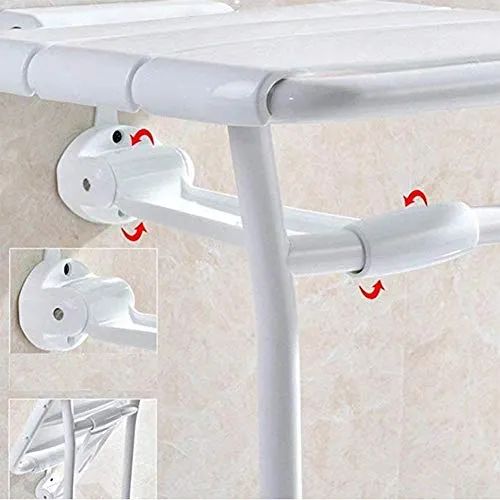 JTKDL Sgabello da Doccia Pannello Legno Massello Sedia da Parete Doccia da Bagno Sgabello Pieghevole di Sicurezza Sedia da...