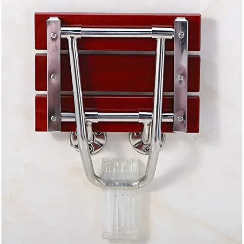 JTKDL Sgabello da Doccia Pannello Legno Massello Sedia da Parete Doccia da Bagno Sgabello Pieghevole di Sicurezza Sedia da...