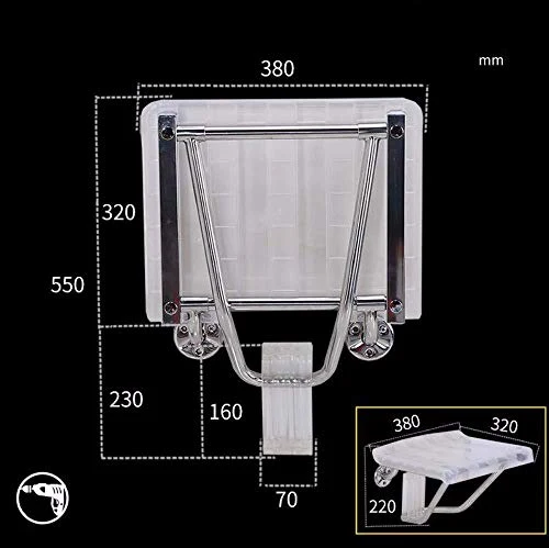 JTKDL Sgabello da Doccia Sgabello da Bagno Pieghevole Sedia da Parete Sedia da Corridoio Plastica Sedia da Parete Sedia da...
