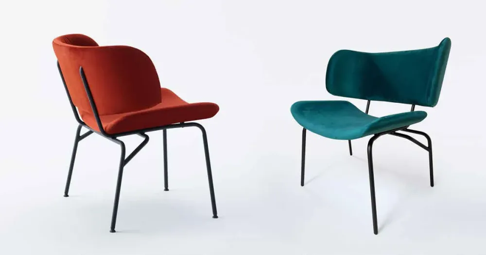 Juliette Lounge - Set da 4 Poltroncina velluto antimacchia cm 70x65x76h - vari colori