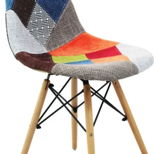 JULIETTE - sedia moderna tessuto patchwork con gambe legno Multicolor Milani Home