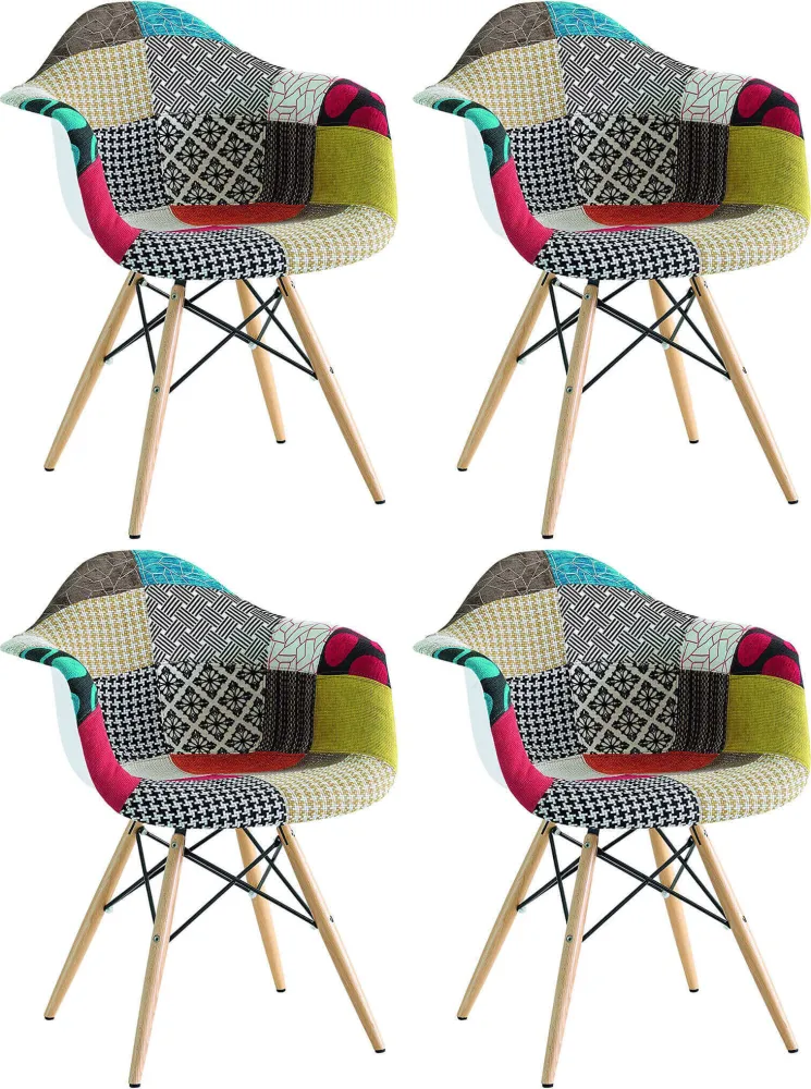 JULIETTE - set di 4 poltrone moderne legno e metallo Multicolor Milani Home
