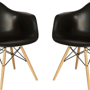JULIETTE - set di 2 poltrone moderne legno e metallo Nero Milani Home