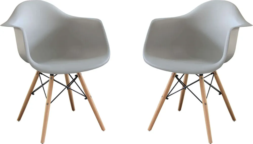 JULIETTE - set di 2 poltrone moderne legno e metallo Grigio Milani Home