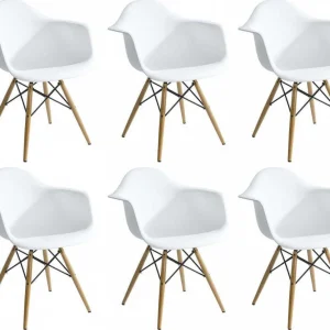 JULIETTE - set di 6 poltrone moderne legno e metallo Bianco Milani Home