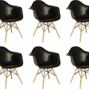 JULIETTE - set di 6 poltrone moderne legno e metallo Nero Milani Home