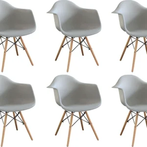 JULIETTE - set di 6 poltrone moderne legno e metallo Grigio Milani Home