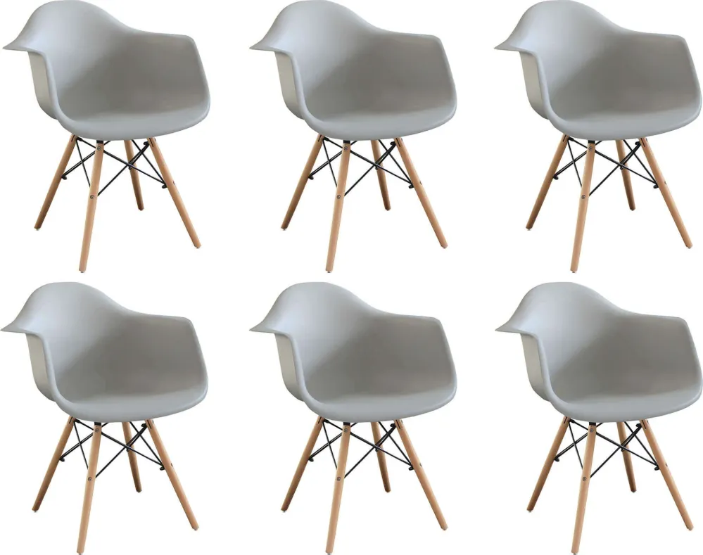 JULIETTE - set di 6 poltrone moderne legno e metallo Grigio Milani Home