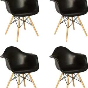 JULIETTE - set di 4 poltrone moderne legno e metallo Nero Milani Home
