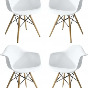 JULIETTE - set di 4 poltrone moderne legno e metallo Bianco Milani Home