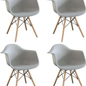 JULIETTE - set di 4 poltrone moderne legno e metallo Grigio Milani Home