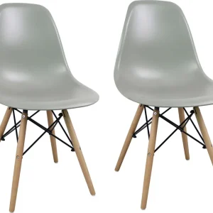 JULIETTE - set di 2 sedie moderne con gambe legno Grigio Milani Home