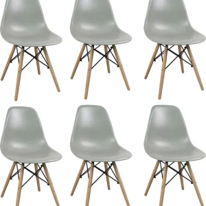 JULIETTE - set di 6 sedie moderne con gambe legno Grigio Milani Home