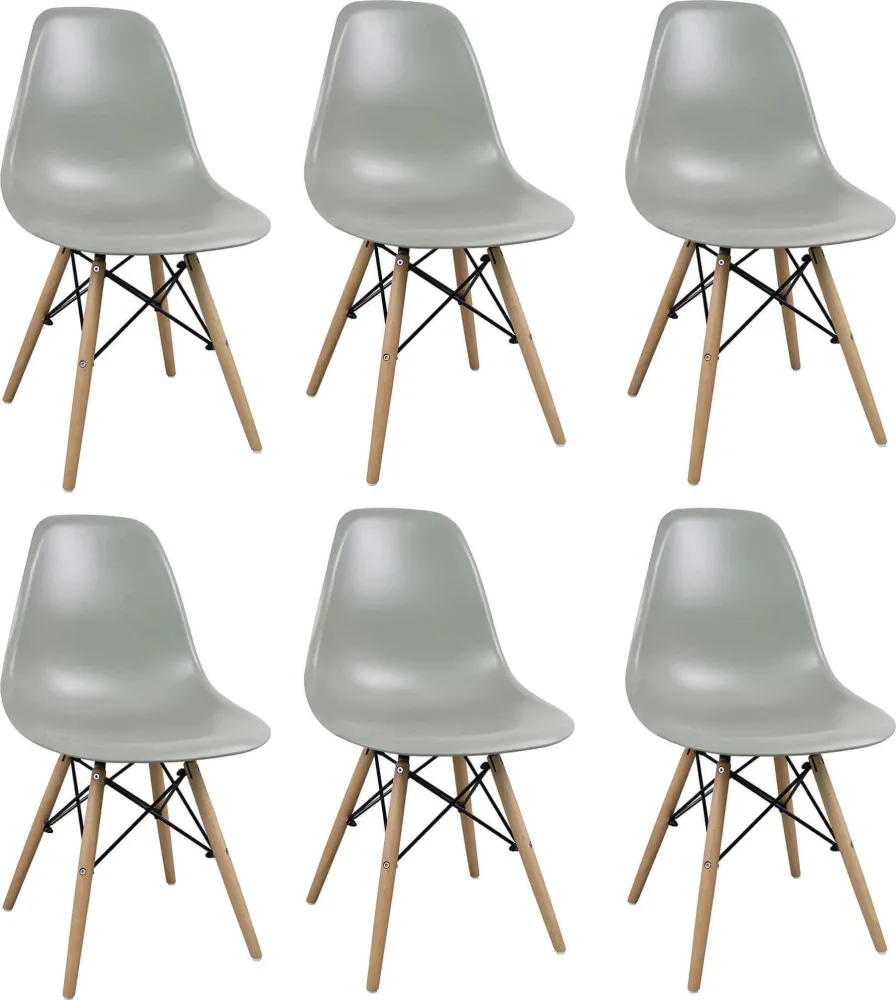 JULIETTE - set di 6 sedie moderne con gambe legno Grigio Milani Home