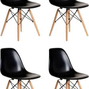 JULIETTE - set di 4 sedie moderne con gambe legno Nero Milani Home