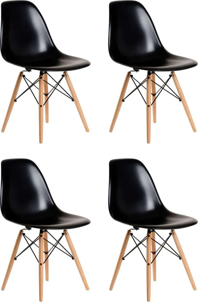 JULIETTE - set di 4 sedie moderne con gambe legno Nero Milani Home