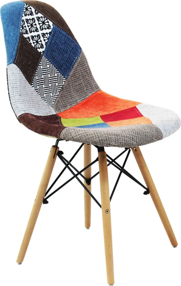 JULIETTE - set di 6 sedie moderne tessuto patchwork con gambe legno Multicolor Milani Home