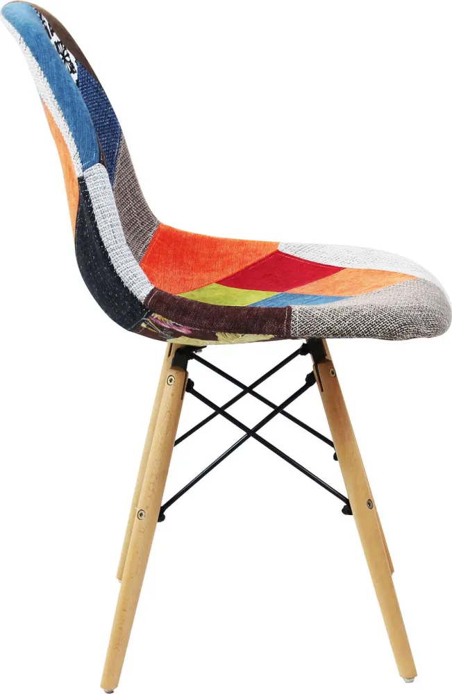JULIETTE - set di 6 sedie moderne tessuto patchwork con gambe legno Multicolor Milani Home