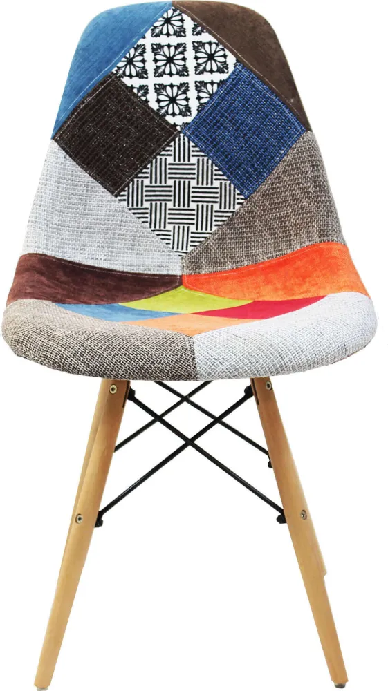 JULIETTE - set di 6 sedie moderne tessuto patchwork con gambe legno Multicolor Milani Home