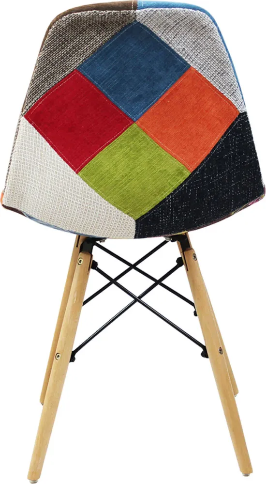 JULIETTE - set di 6 sedie moderne tessuto patchwork con gambe legno Multicolor Milani Home