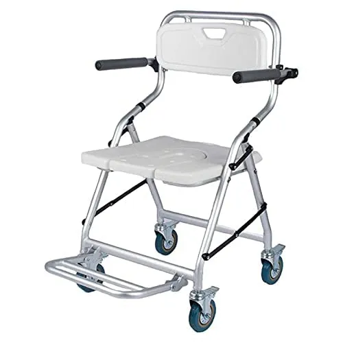 JXING Sedili da Doccia, Sedia da Doccia con Ruote Sedia da Doccia Portatile da Bagno, Sgabello da Bagno per Anziani con Br...