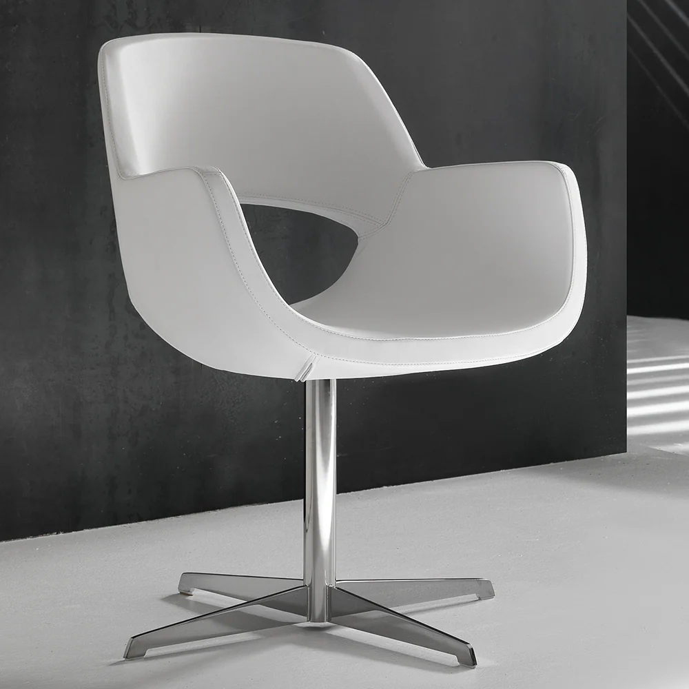 Key Cross - Poltroncina moderna ecopelle gamba centrale metallo cromato cm 63x59x81h - vari colori