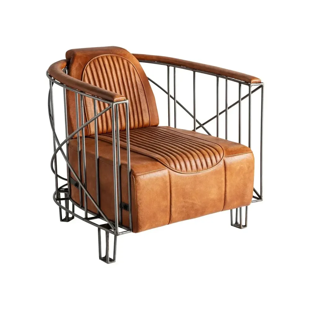 Poltrona Pelle di Colore Marrone KODU HOME