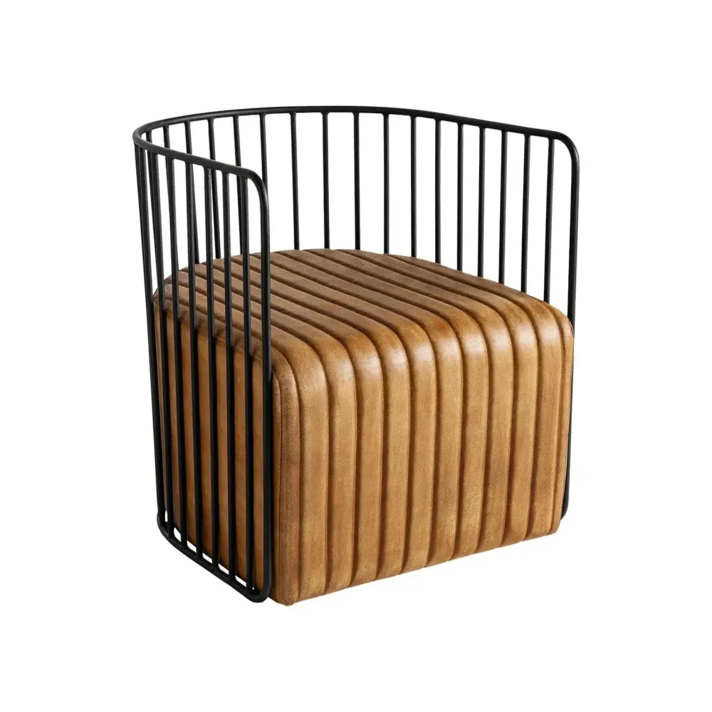 Poltrona pelle marrone industrial KODU HOME