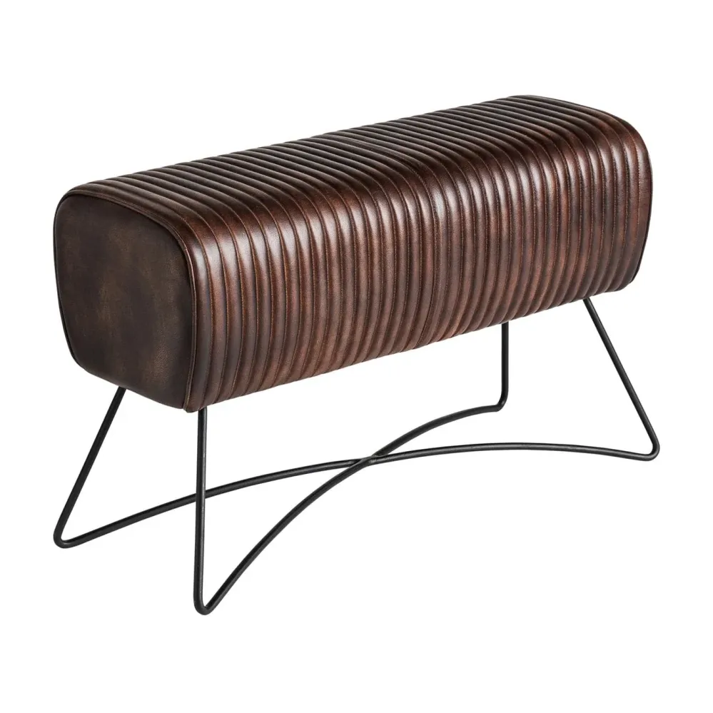 Sgabello pelle marrone KODU HOME