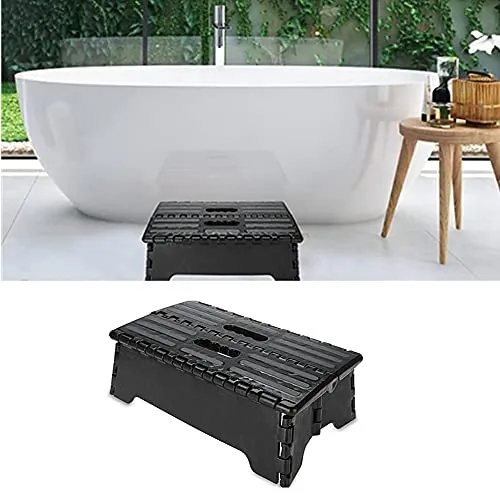 Sgabello Pieghevole Portatile per Bagno Nero, sgabello pieghevole plastica Sgabello pieghevole pieghevole per cucina Bagno...