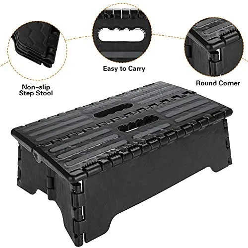 Sgabello Pieghevole Portatile per Bagno Nero, sgabello pieghevole plastica Sgabello pieghevole pieghevole per cucina Bagno...