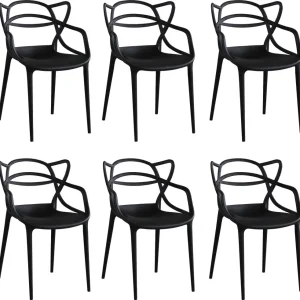 LALU - set di 6 sedie plastica Nero Milani Home