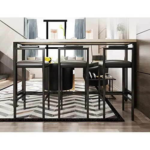 LAMXF Sgabelli da banco Metallo con Schienale Basso, Sedia da Pranzo da Cucina, Sgabello da Bar Moderno per Cucina da Pran...