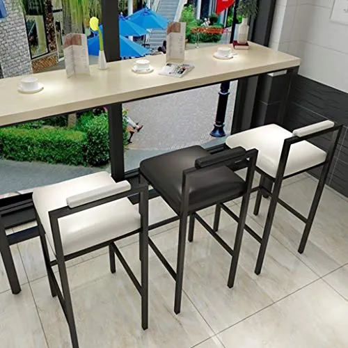LAMXF Sgabelli da banco Metallo con Schienale Basso, Sedia da Pranzo da Cucina, Sgabello da Bar Moderno per Cucina da Pran...