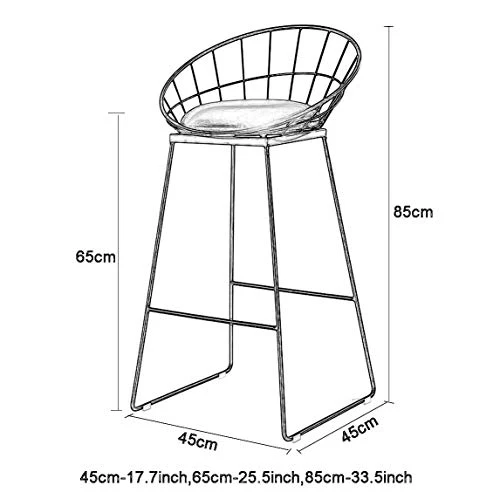 LAMXF Sgabelli da Bar Moderni Metallo, sgabelli da Pub da Cucina, sgabelli da Bar, Sedile Pelle PU, Altezza Seduta 65 cm,...