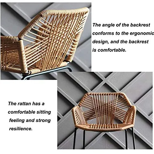 LAOHETLH Sgabello da Bar Ferro battuto Minimalista Home Schienale Nordic Rattan Sedia Alta Sgabello Ristorante Cafe Sgabel...