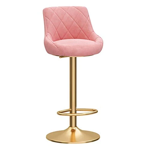 Set di sgabelli da bar moderni | Sedile velluto | Gamba metallo dorato | Poggiapiedi e base cromati per banconi bar da cuc...