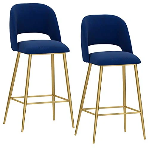 Sgabelli da bar Set di 2 sgabelli da cucina morbido velluto con gambe metallo dorato Sgabelli alti con poggiapiedi Poggiap...