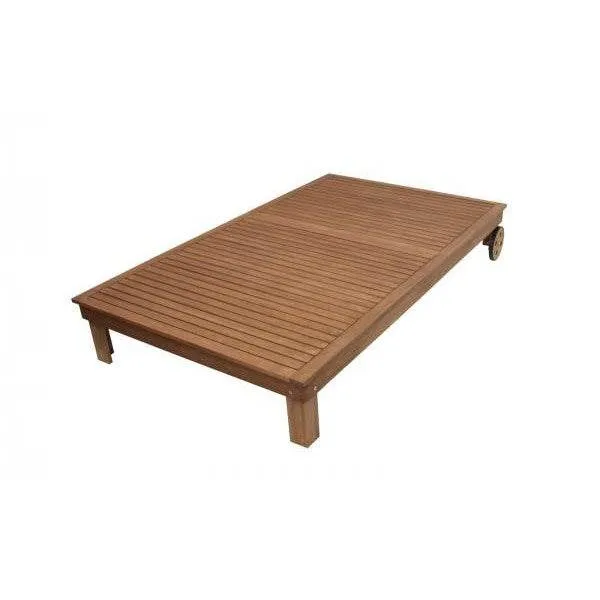 Lettino doppio RIO, eucalipto oliato, con cuscino beige crema