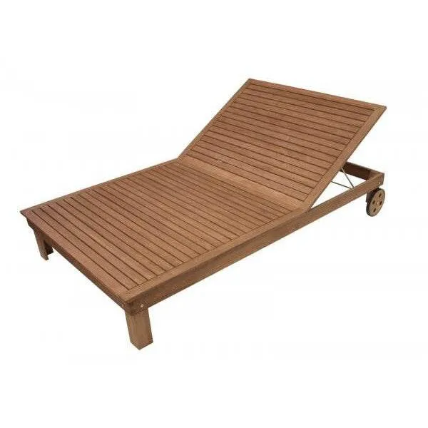 Lettino doppio RIO, eucalipto oliato, con cuscino beige crema