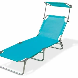 Lettino Prendisole Pieghevole da Giardino Alluminio con Tettuccio Soriani Vieste Verde Acqua