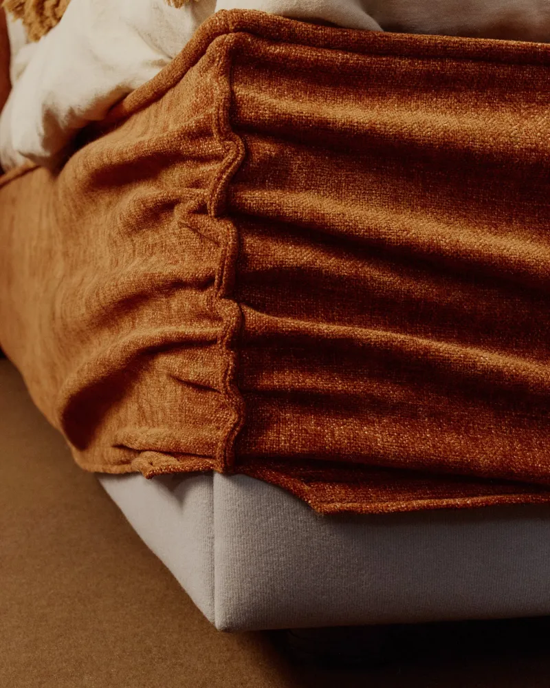 Letto sfoderabile Arvian ciniglia terracotta con box letto pieghevole per materasso da 160 x 200 cm