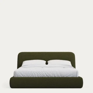 Letto sfoderabile Martina con similpelle di agnello verde scuro per materasso misura 160 x 200 cm, FSC Mix Credit