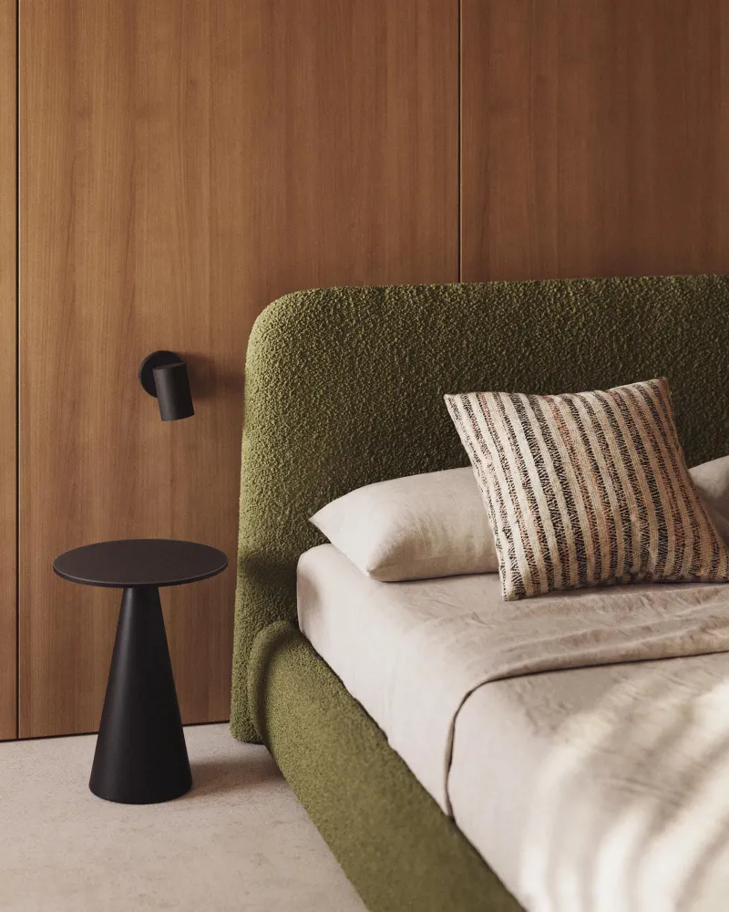 Letto sfoderabile Martina con similpelle di agnello verde scuro per materasso misura 160 x 200 cm, FSC Mix Credit