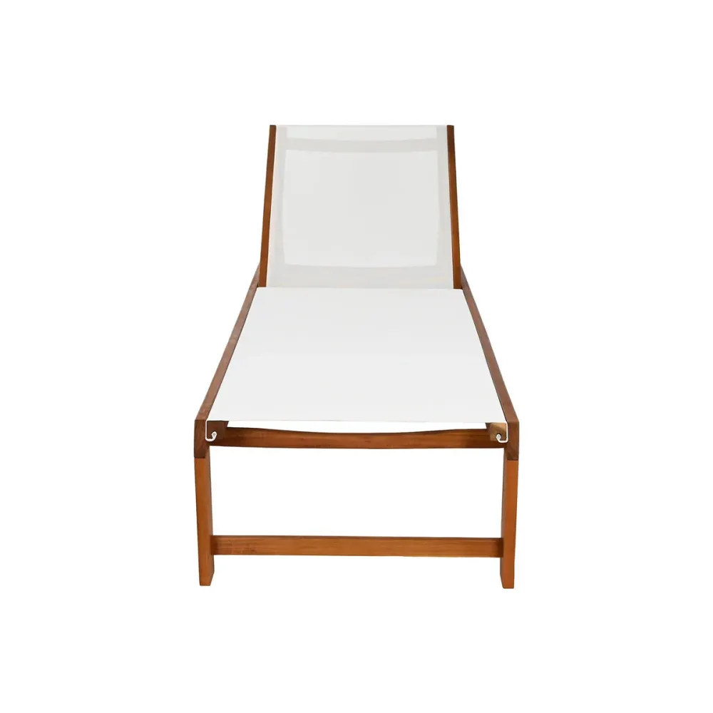 Ligstoel Home ESPRIT Branco Castanho 187 x 65 x 81 cm