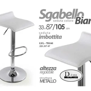 Linea lyl sgabello pvc 87/105 bianco 751141