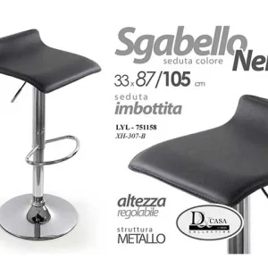 Linea lyl sgabello pvc 87/105cm nero 751158