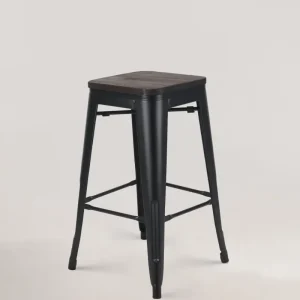 Lix Wood Counter sgabello nero